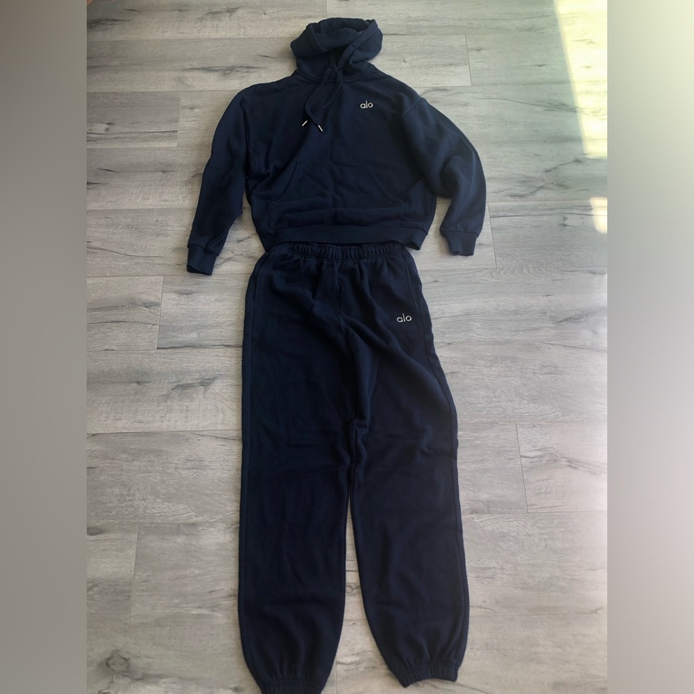 ALO Yoga Navy Hoodie & Jogger Set